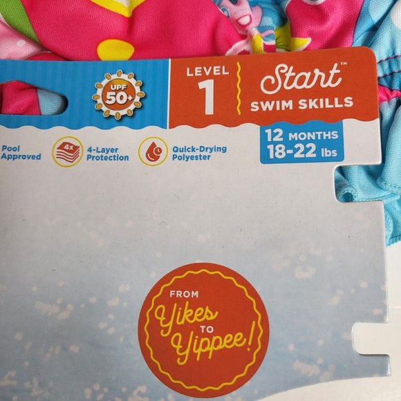 Swimschool Reusable Swim Diaper UPF 50 Level 1 18-22 lbs 12M Swim Mermaid Pink - Picture 9 of 16